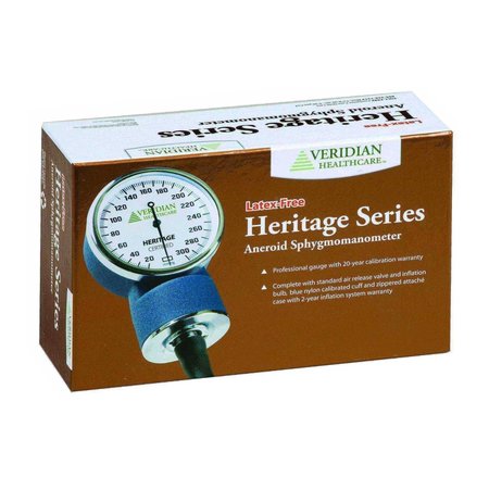 Veridian Healthcare Heritage Latex-Free Aneroid Sphygmomanometer, Large Adult 02-1082